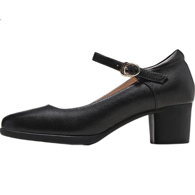 Женские туфли CAMEL, из натуральной кожи, на толстом каблуке, модель P23A155036, черные, размер 37