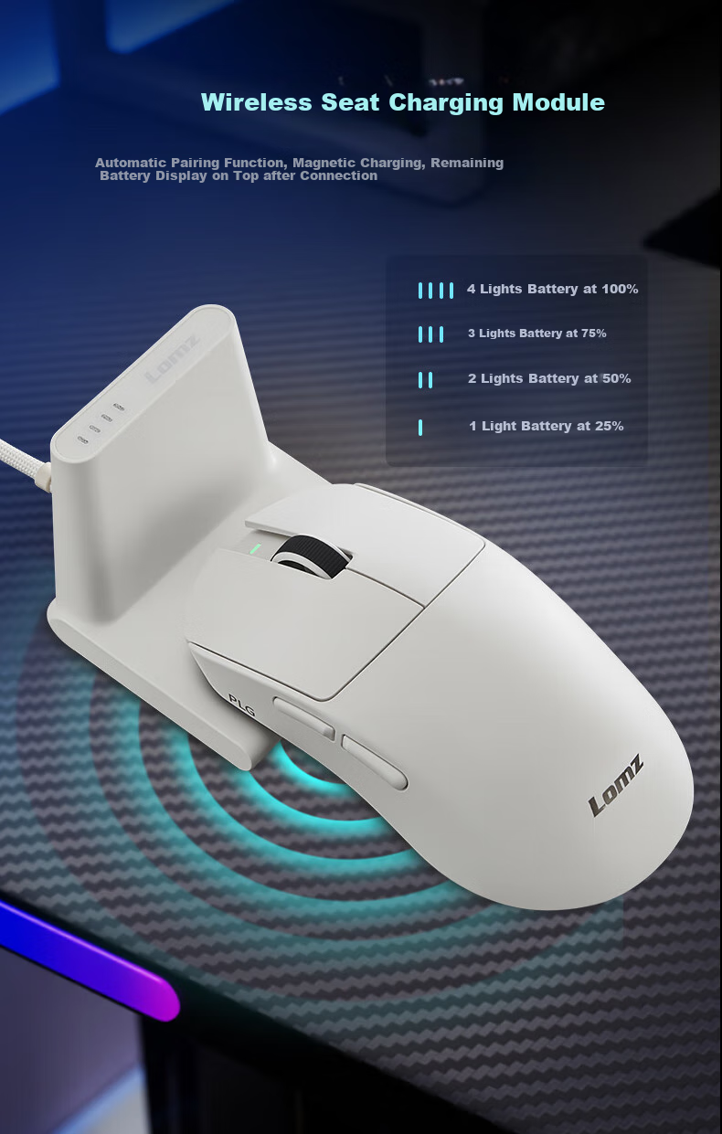 Leimoren Lomz-PLG P Gaming Mouse, CSGO Dedicated Dual-Mode Optical-Mechanical PAW3950 Flagship Sensor Chip, Portable Wireless 8K Rechargeable Anti-Slip Wired Jade Kyli 11