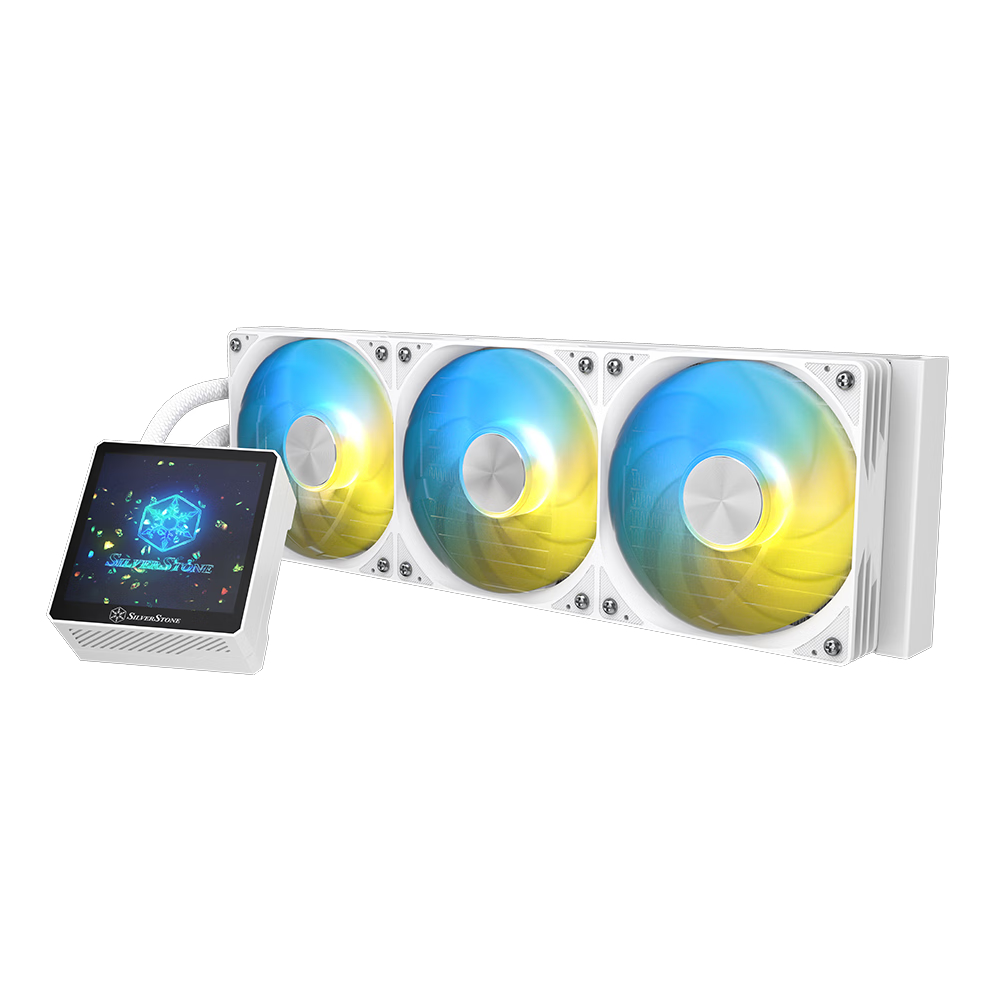 Silverstone E360 MAX White 3.95-Inch LCD Screen CPU Water Cooling Cooler (Pre-Installed Triple Fan/Supports LGA1700/AM5/ARGB/Liquid Leakage Compensation)