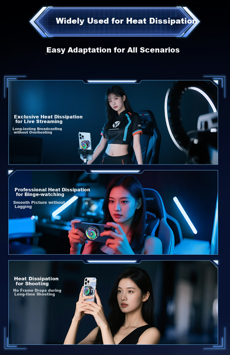 WITGOER [28W Full Screen Ice Coverage | AI Temperature Control] Phone Cooling Pad, Semiconductor Ice Magnetic Back Clip for Live Streaming And Gaming, Quiet Operation, Suitable for Apple Tablets And ASUS AI 28