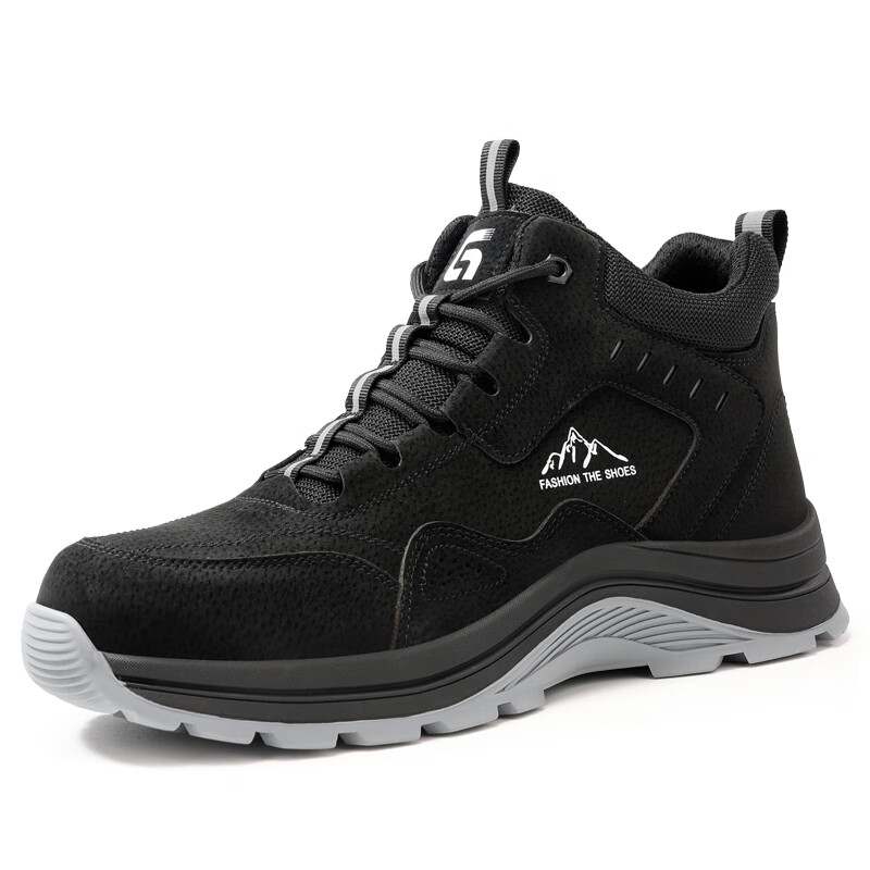 Jingtu Men's High-Top Safety Work Shoes Steel Toe Anti-Smash Puncture-Resistant Ankle Protection Water-Resistant Winter Safety Shoes 5039GBK Size 39