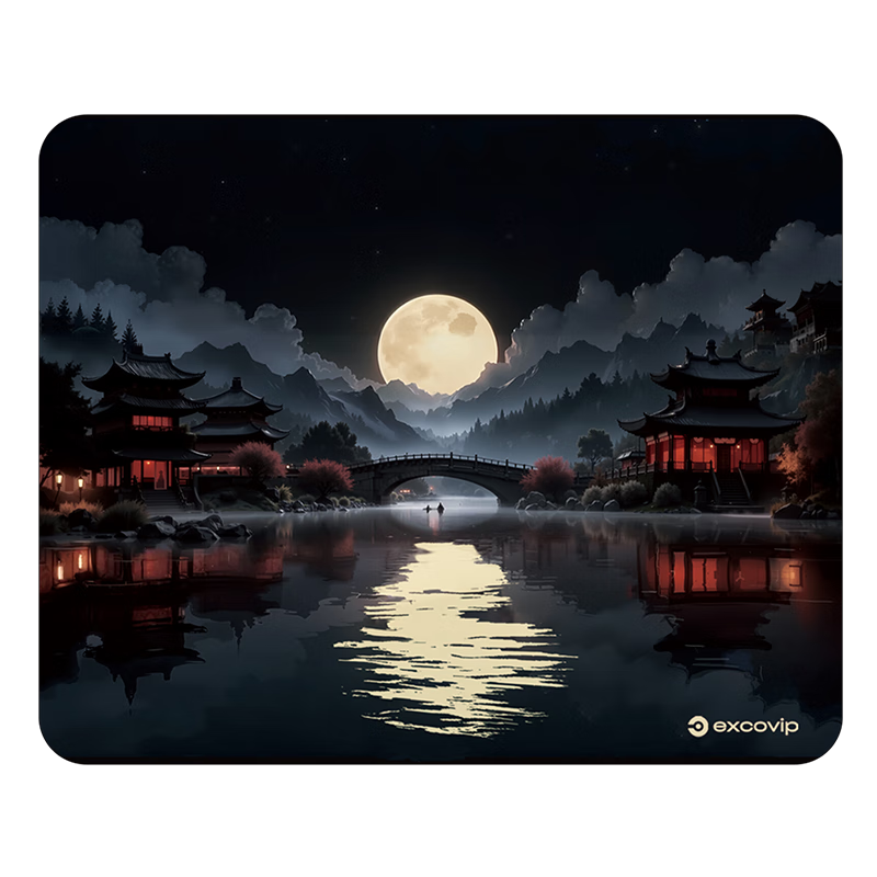 EXCO Mirror And Moon Chinese Style Small Mouse Pad, Office Small Desk Pad, Gaming Cartoon Desktop Keyboard Pad, E-Sports Special Desk Computer Pad 0560