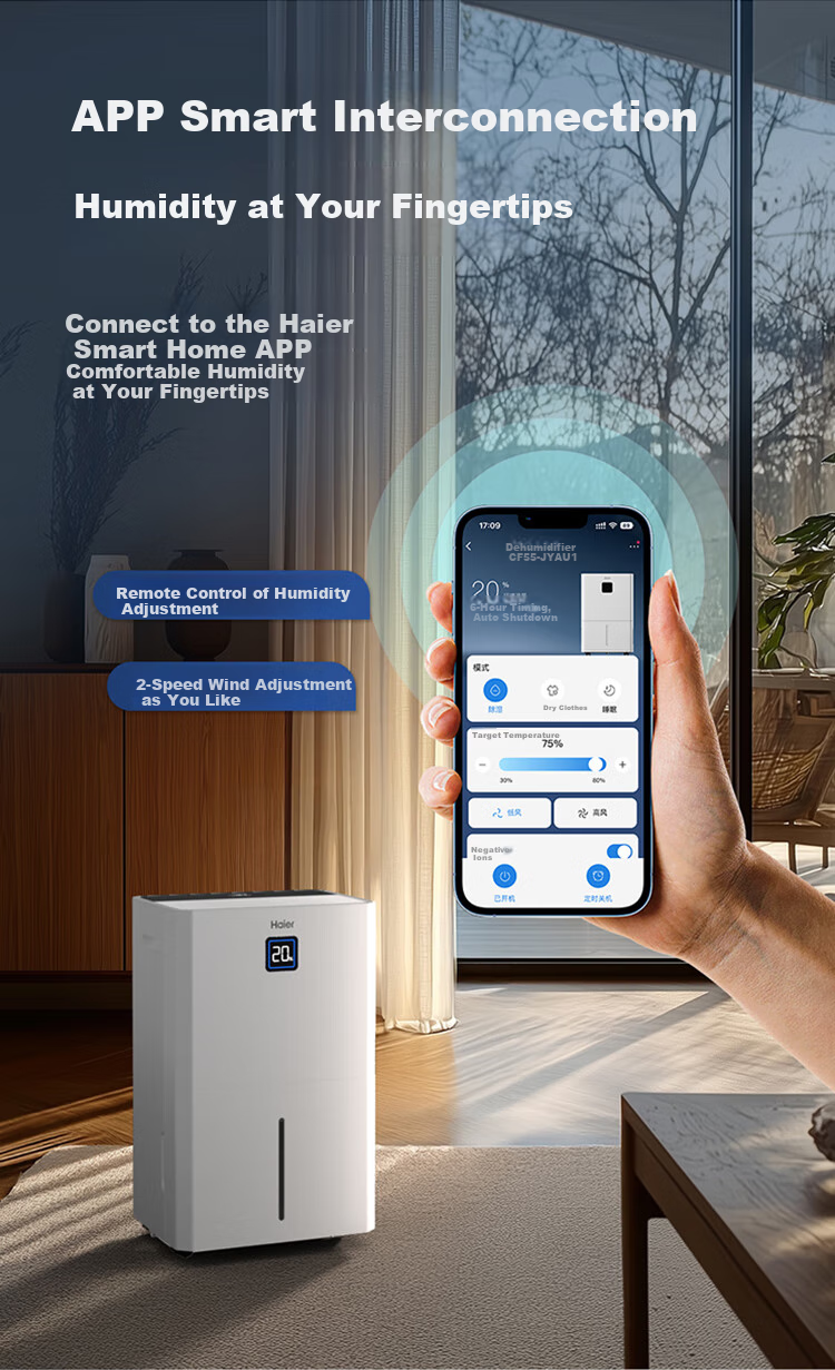 Haier Dehumidifier, Indoor Home Use, Suction Moisture Pump, Top-Loading, Basement Villa Industrial High-Power Moisture Absorption, Humid Season, 55 Upper Drainage, Clothes Drying Device CF55-JYAU1 6