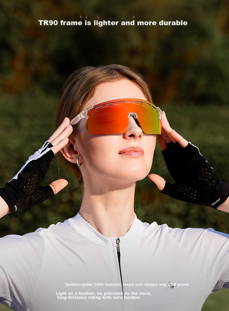 ACRUNU Day And Night Cycling Glasses, Unisex Windproof Sandproof Frameless Goggles, Transparent Gray Frame - Color-Changing Lenses 4