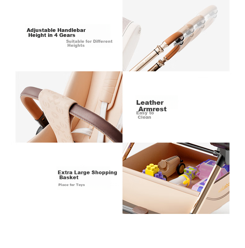 Welebao Huhangjia Baby Stroller Convertible Recline One-Key Folding Reversible High Landscape Lightweight Newborn Infant Pushchair B 34