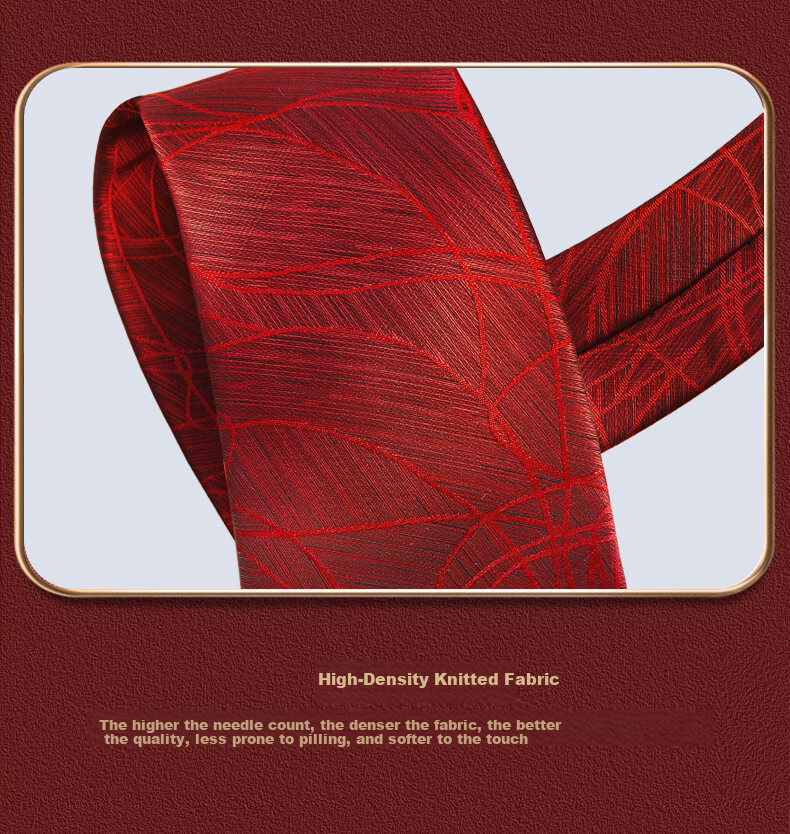 Luomeng Men's Business Formal Wear Patterned Tie, 8cm Hand-Tied, for Interviews, Gifting, Boyfriends, Wedding Groom, Groomsman, Red Gift Box Packaging 10