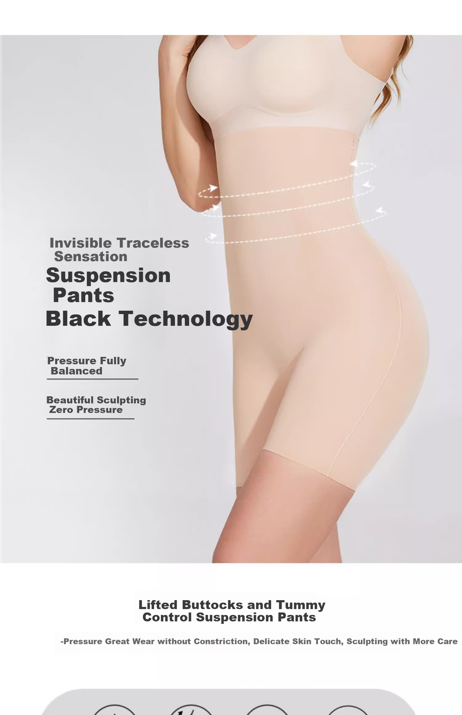 Caramella Tummy Control Shaping Suspender Shorts, Butt-Lifting Waist-Cinching Seamless High-Waist Slimming Body-Shaping Underwear for Women, Black S 5