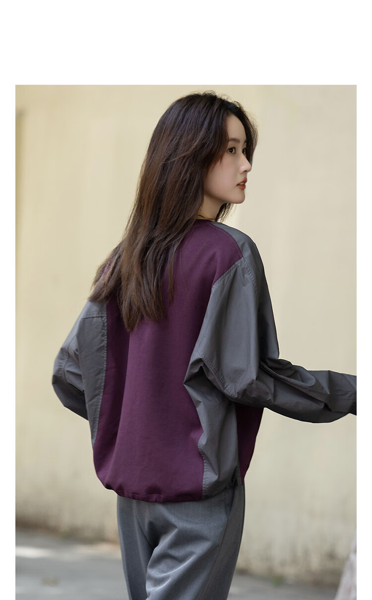 Dme 【Soft 280G Air Layer】Autumn Crew Neck Loose Fit Slightly Stretchy Pleated Drawstring Concealing Sweatshirt for Women 2