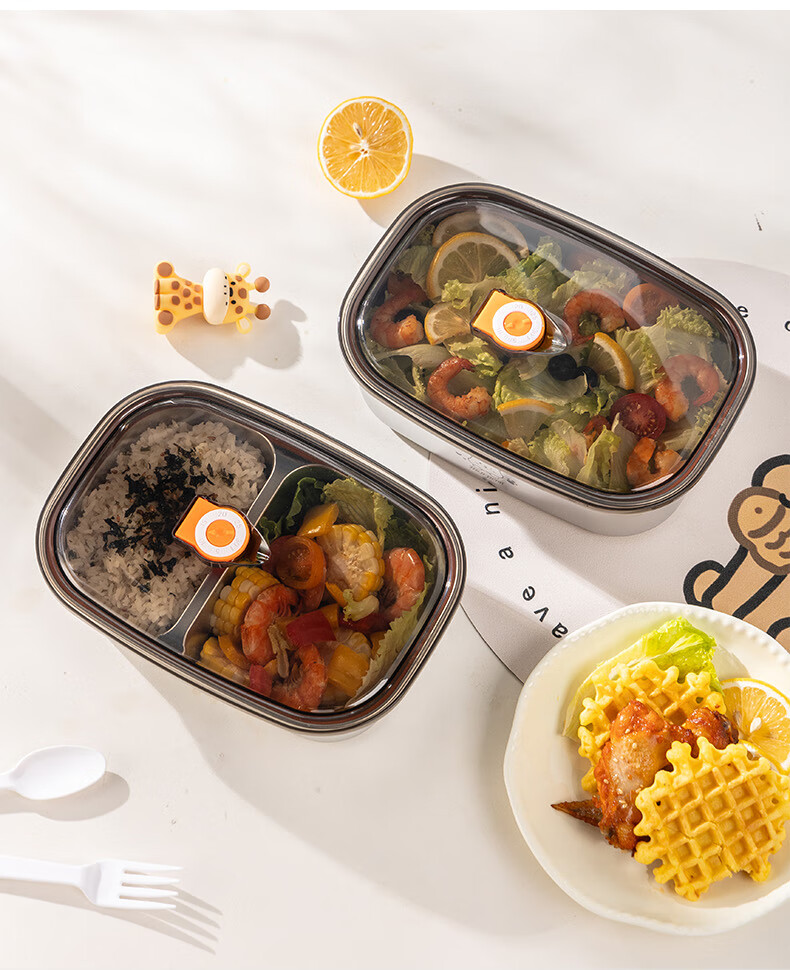 Guangyi 304 Stainless Steel Lunch Box for Elementary School Students, Office Workers, Children's Bento Box, 2-Compartment Lunch Container for Boys GY2653 6