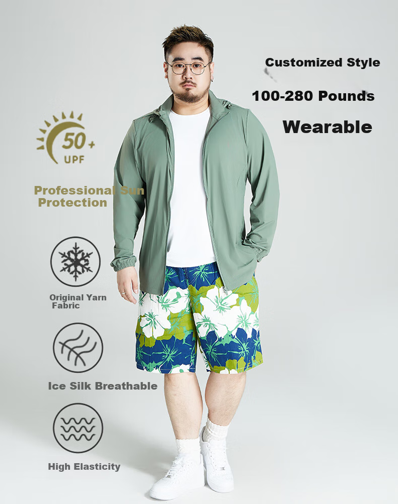 Ayoupang Large Size Summer Hooded Sun Protection Jacket, Loose Elastic Breathable Coat, Outdoor Fishing UV-Resistant Top for Me 1