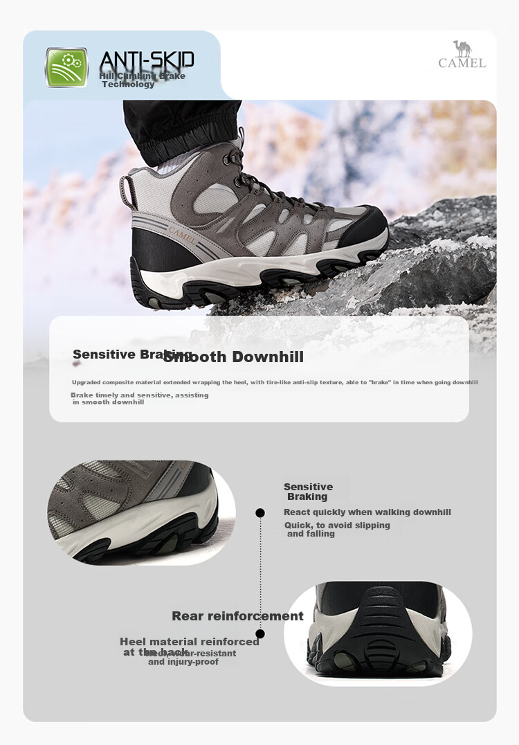CAMEL Victory Hiking Shoes, Breathable Outdoor Sports Shoes for Men And Women, Waterproof Non-Slip Trekking Shoes F14C693646 25