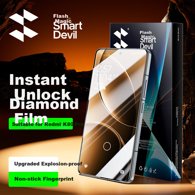 Защитное стекло SmartDevil для Xiaomi Redmi K80/K80 Pro, алмазная степень защиты, ультрагладкое, устойчивое к отпечаткам пальцев, ударопрочное, HD Clear, защитная пленка