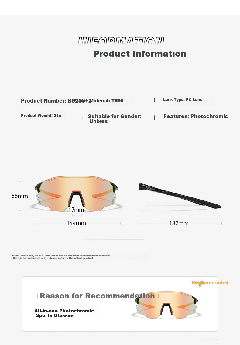 CAPONI Color-Changing Cycling Glasses for Men And Women, Outdoor Sports Running Sunglasses, Day And Night Dual-Use Hiking Sunglasses, UV Protectio 12