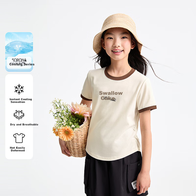 Annil Girls' Round Neck Short-Sleeve T-Shirt, New Summer Style 2025