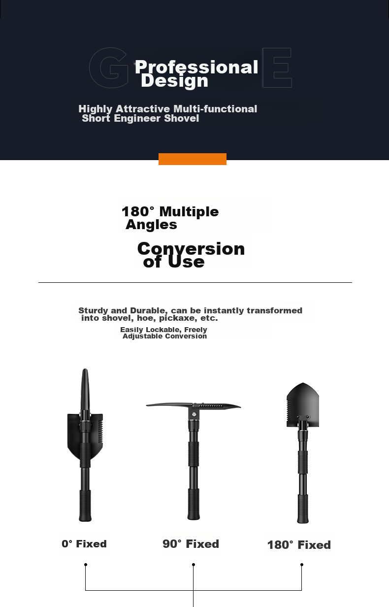 SupFire BG01 Multifunctional Military Shovel, Life-Saving Iron Spade, Foldable Car-Mounted Military Shovel, Outdoor Camping Emergency Spade, Hoe, And Pickaxe 3