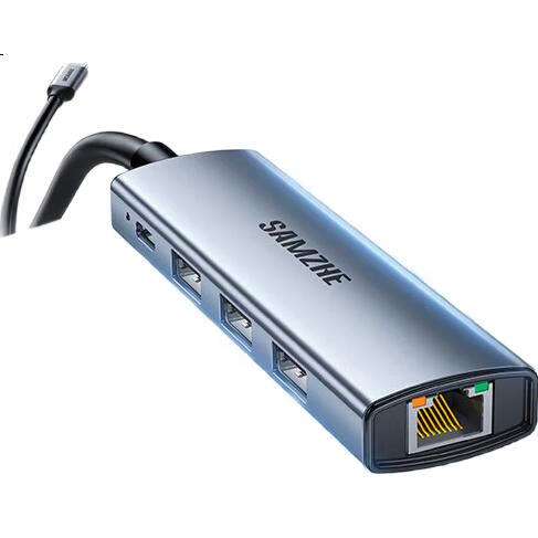 SAMZHE Type-C Expansion Dock, USB-C to Gigabit Ethernet Port Expansion Dock, RJ45 Splitter Adapter, Thunderbolt 4 Compatible, for Apple Computers MacBook Pro Laptops HWK1-C