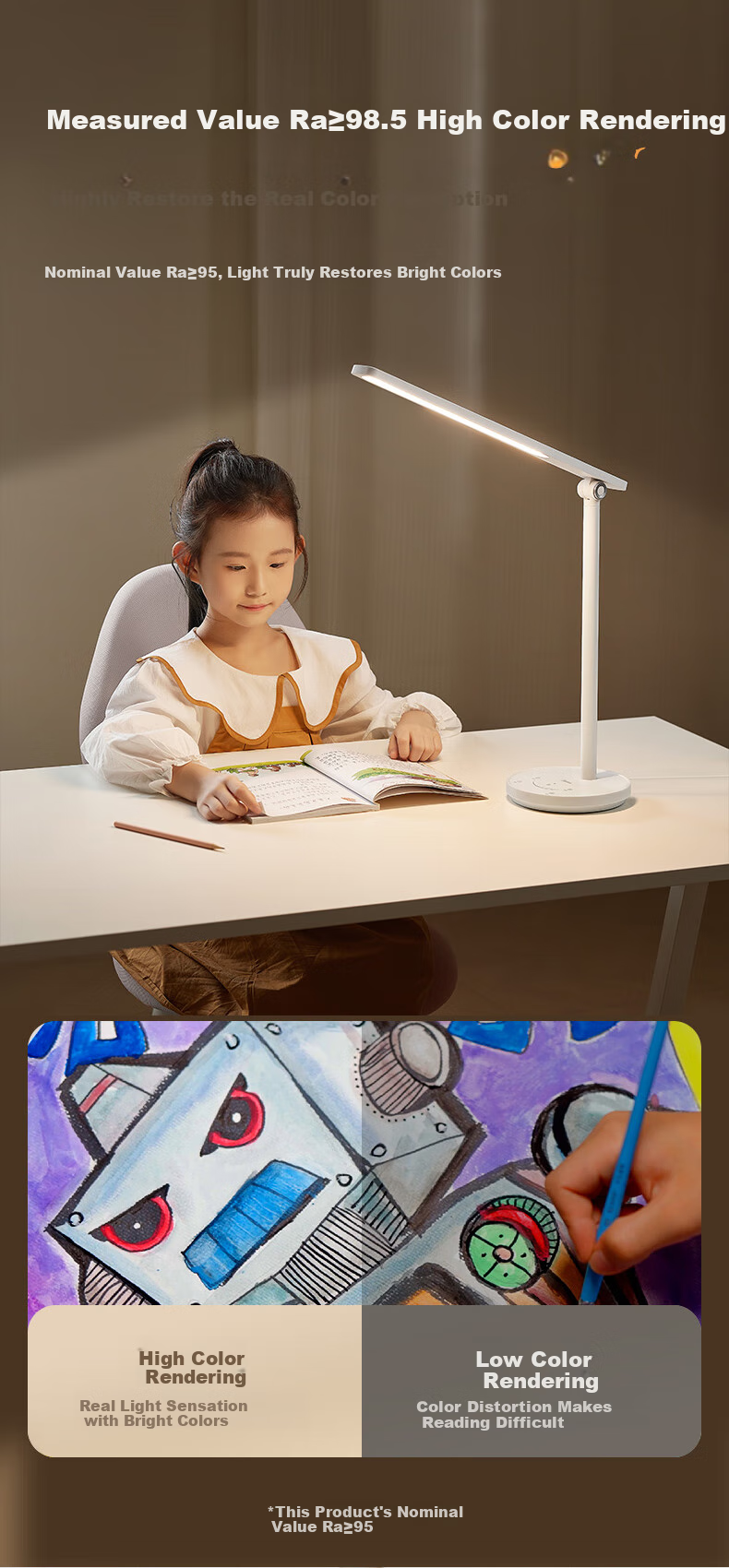 Midea AAAAA Certified Eye Protection Study Lamp [Renovation Subsidy] Children's Home Bedroom Dormitory Desk Reading Writing Table Lamp 8