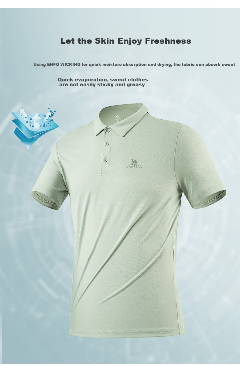 CAMEL POLO Shirt, Outdoor Stretch Quick-Dry T-Shirt, Short-Sleeved Collared Sports Casual Breathable Top, 1003 1