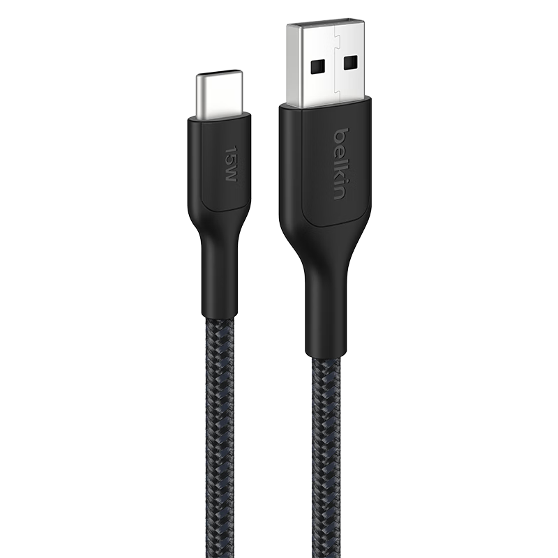 BELKIN Apple Data Cable PD Fast Charging USB-A to Type-C Charging Cable IPhone Charging Cable Apple Phone Charger 1 Meter Braided Black CAB022
