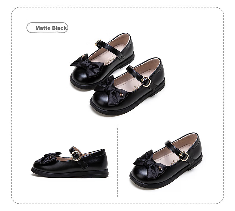 Follow Me Girls' Leather Shoes, Black Soft-Soled Princess Shoes, Children's Fashionable School Hostage Performance Flats, Patent Black, Size 31 15