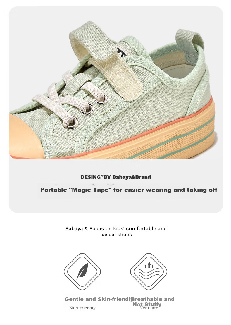 Babaya Children's Canvas Shoes, 2026 New Style Sneakers, Boys And Girls Shoes, Spring Season Children's And Parent-Child Shoes, Mint Green, Size 28 2