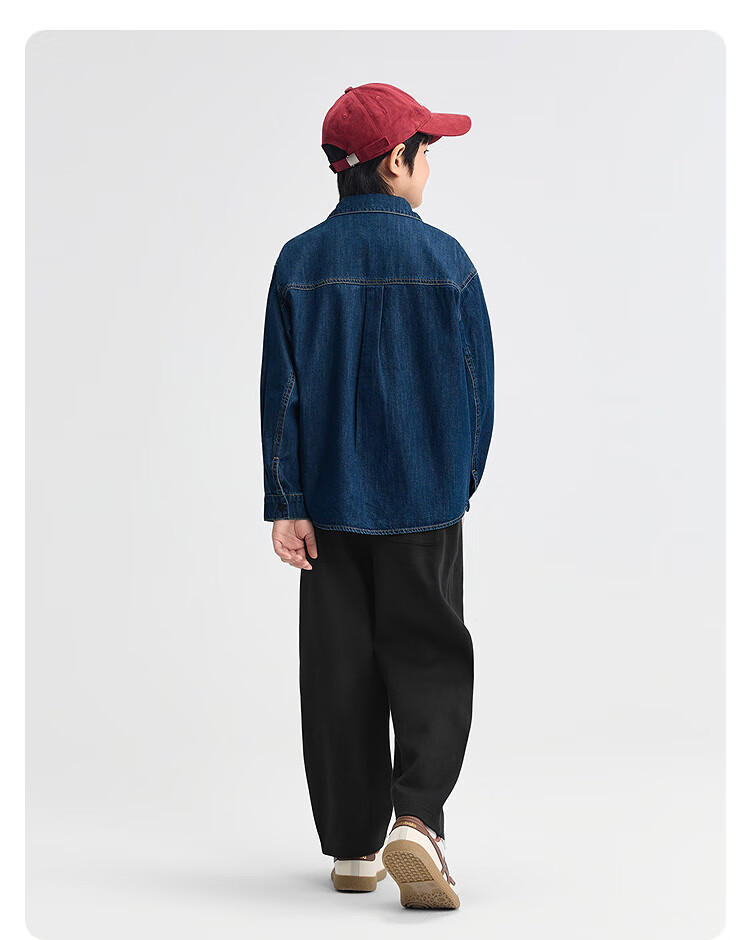 BALABALA Children's Shirt, Boys And Girls Long Sleeve, Big Kids Autumn Wear, All Cotton Denim, Fashionable Versatile, 208325102201 4