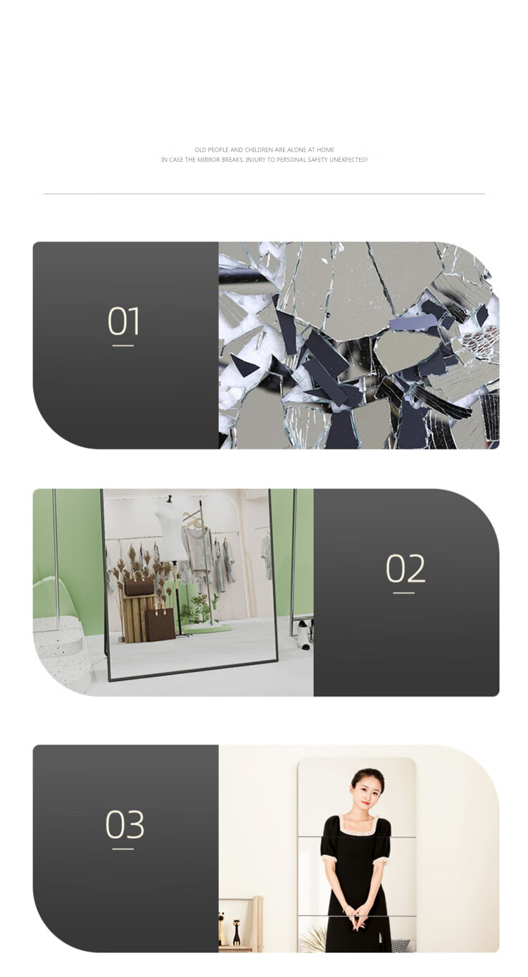 Huakaizhixing Full-Length Mirror, Wall-Mounted Dressing Mirror, Soft Acrylic Mirror for Dormitory And Home Use, JY61, 40*120cm 4
