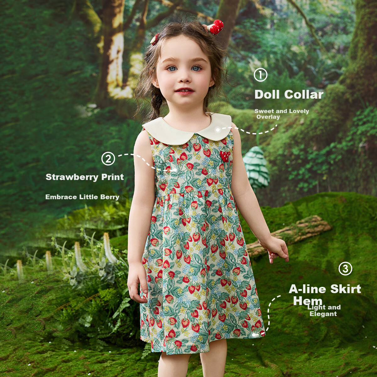 ASK JUNIOR Baby Girl Summer Dress with Peter Pan Collar, Sleeveless Sundress for Children's Vacation And Princess Dress 5