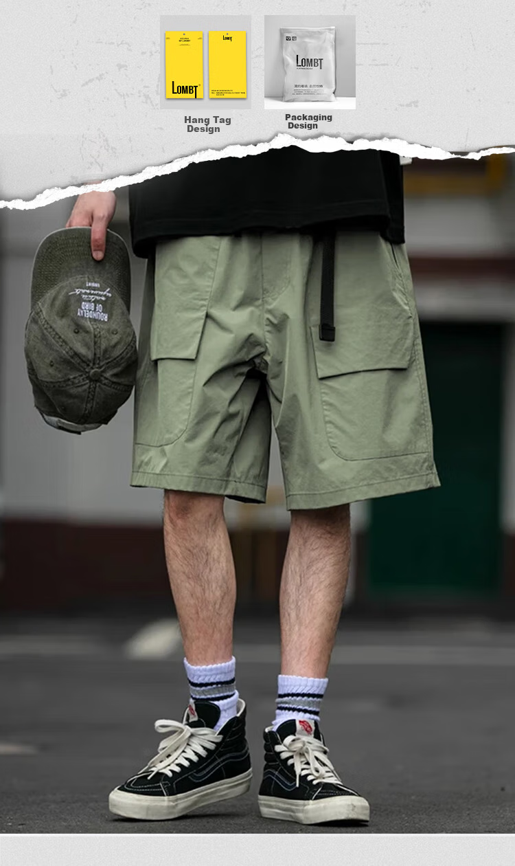 LOMBT American-Style Cargo Shorts for Men, Summer Loose Casual Sports Retro Knee-Length Shorts MT01 Light Army 2XL 2