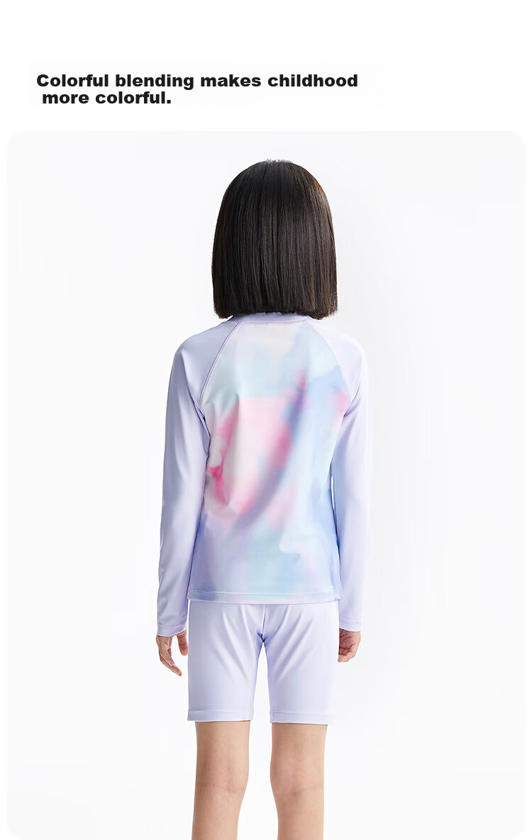 Annil Girls' Two-Piece Long-Sleeve Set, Summer 2025 New Style, Purple Flower Pattern, Size 110 5