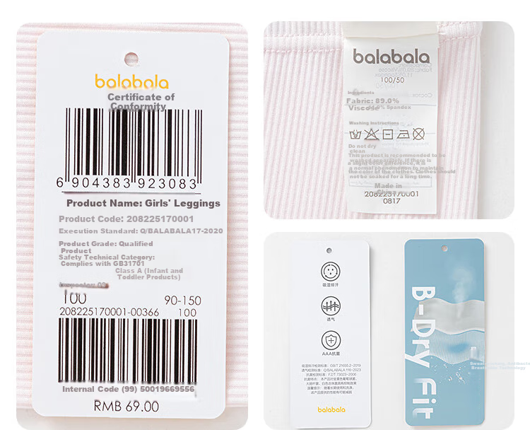 BALABALA Girls' Leggings, Children's Pants, Three-Quarter Shorts, Toddler Pants, Moisture-Wicking, Breathable, Skin-Friendly, 208225170001 13