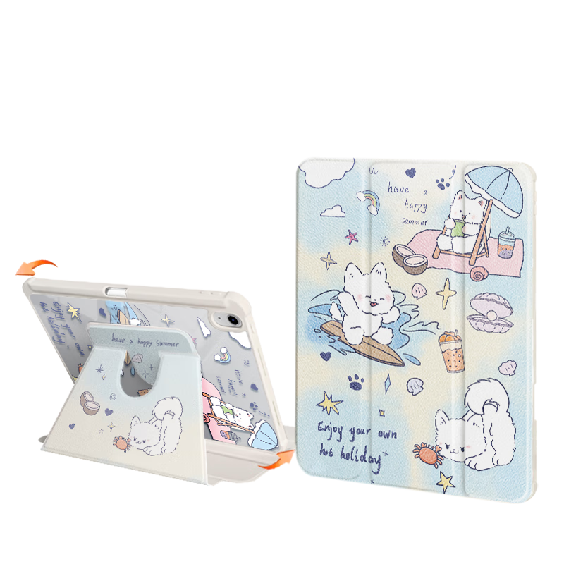 Asiwa IPad Case Compatible with 2026/25 Models, Suitable for 12th/11th/10th Generation Tablets, 11-Inch And 10.9-Inch, with Pencil Holder, 360-Degree Rotating, Shockproof, Anti-Bending, Tri-Fold Desig