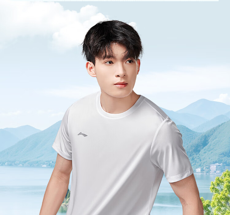 LI-NING Men's Lightweight Quick-Dry Breathable Short Sleeve T-Shirt Summer Fashion Versatile Sportswear Comfortable Casual Sports Top 5