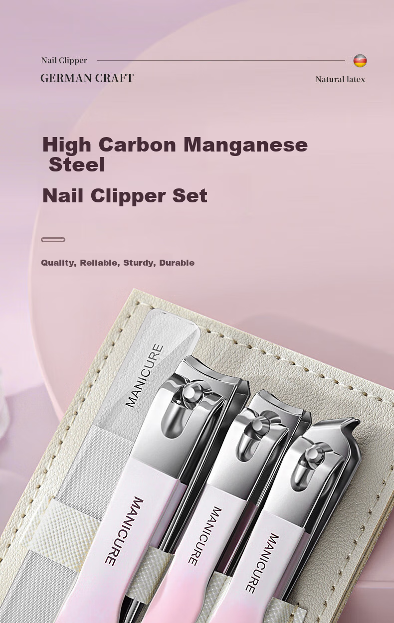 Bingyou Nail Clipper Set 4 Pieces: Nail Clippers, Diagonal Nail Nippers, Pedicure Knife, Nail File, Nail Grinder File 1