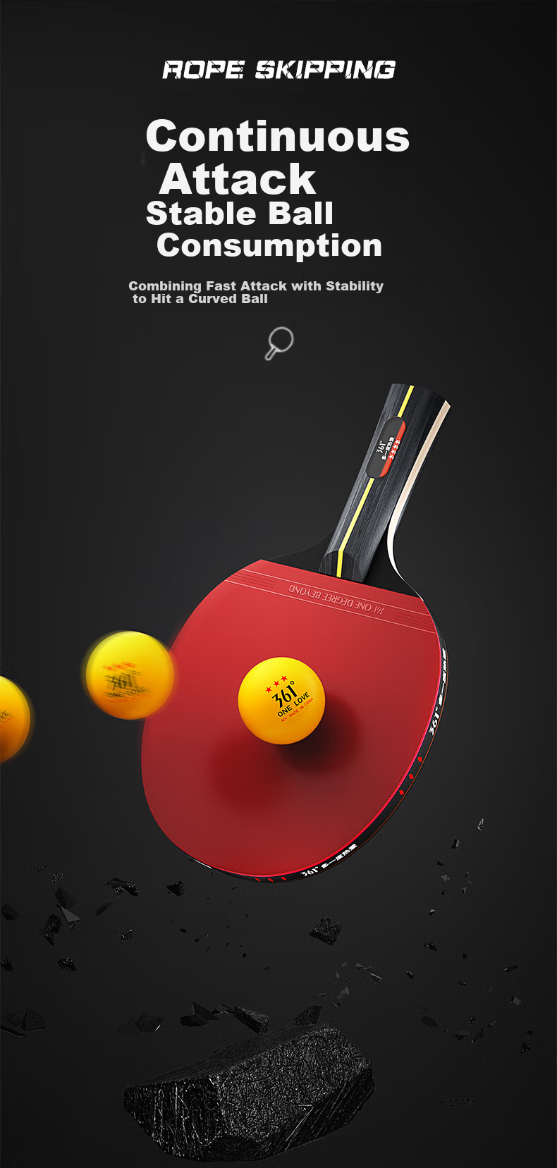 361° Table Tennis Racket, Professional for Students And Adults, Competition Training, Penhold Grip Or Shakehand Grip Set, Includes Racket Case And Three Balls 4