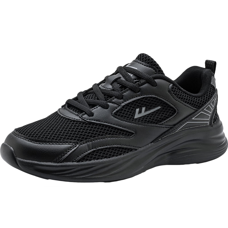 Warrior Men's Breathable Mesh Sports Shoes Casual Running Shoes WL(AB)-1119 All Black - Men's Size 40