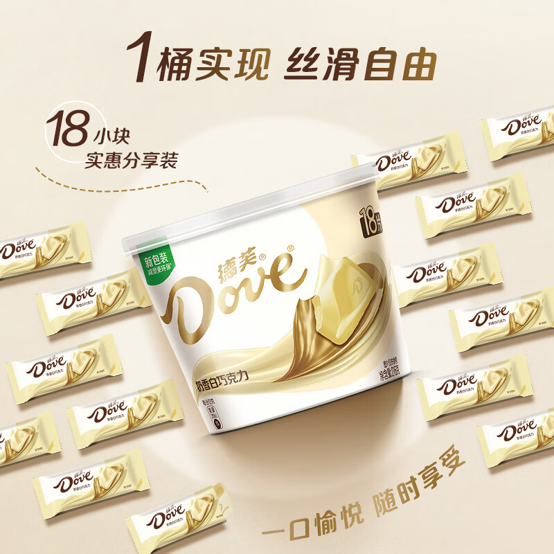 德芙全家桶  奶香白巧克力 碗装18粒216g 休闲零食 糖果 生日礼物 