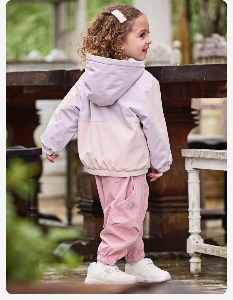 DAVE & BELLA Children's Triple-Protection Jacket Autumn Outerwear for Girls And Boys Outdoor Hooded Long-Sleeve Windbreaker 5