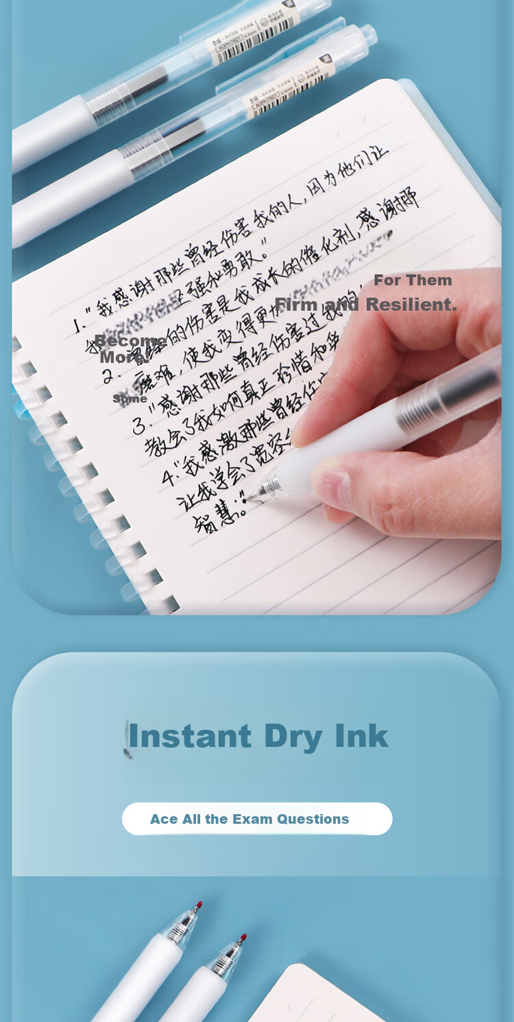 M&G Original Series Quick-Drying Spring Pen, Black ST Tip, Retractable, 0.5mm Office Pen, AGPH7601A, 6 Pcs 3