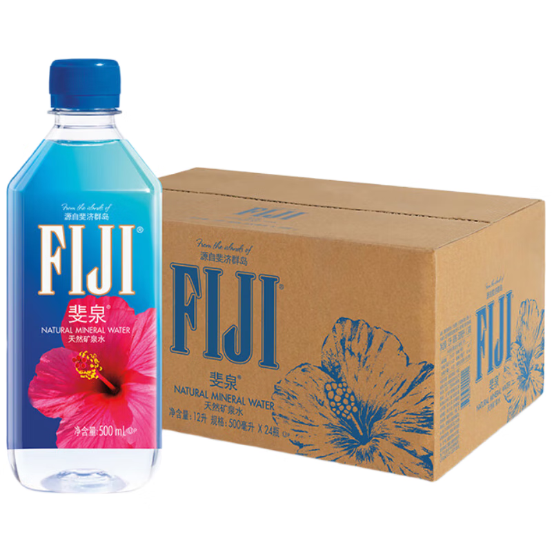 斐泉（fiji）天然矿泉水500ml*24瓶整箱 原装进口高端正品行货会议用水