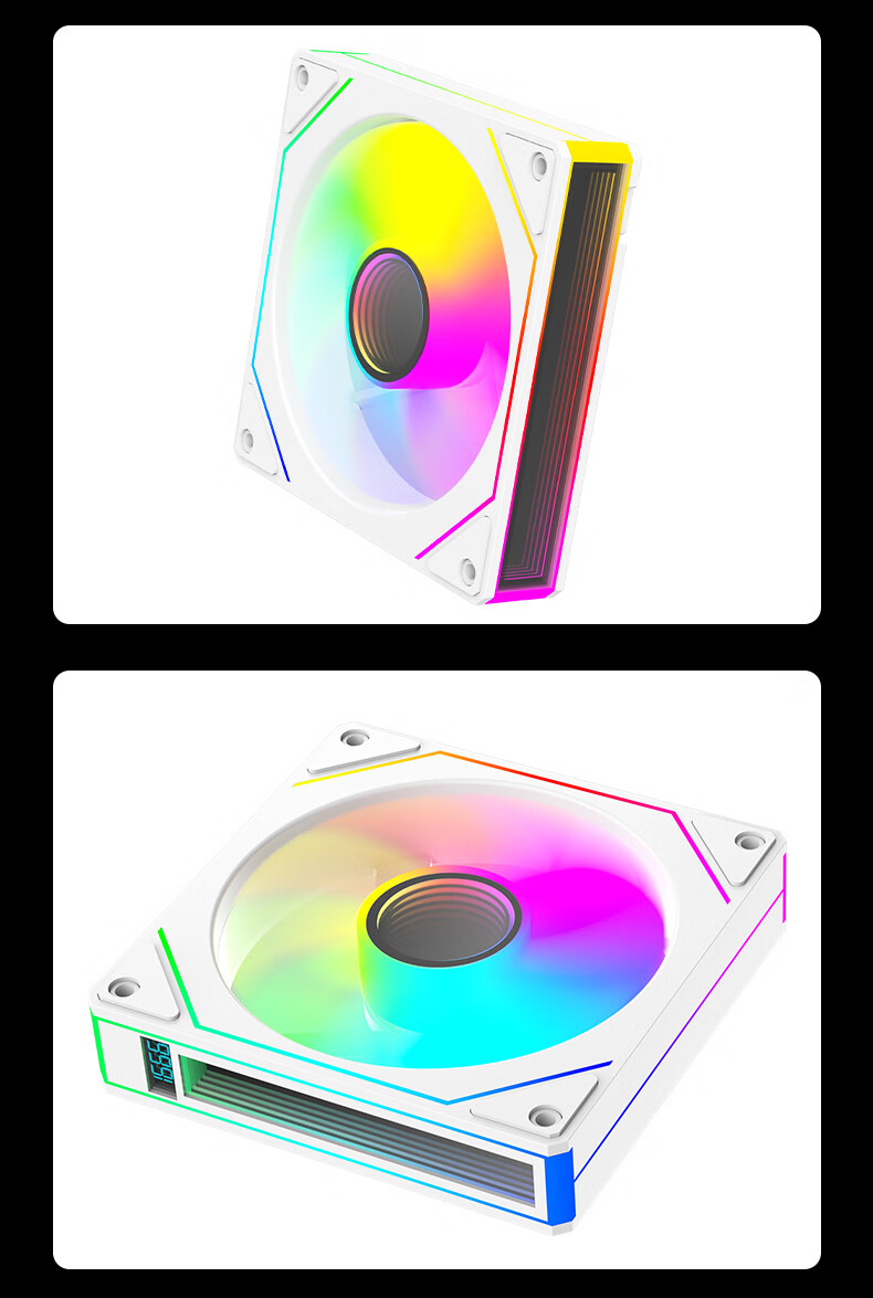 AOC T129RW/93 Anti-Leaf White 12CM Desktop Case Cooling Fan, Digital Speed Display/ARGB Light Synchronization/Chainable/PWM Temperature Control/layered Mirror/hydraulic Silent 2