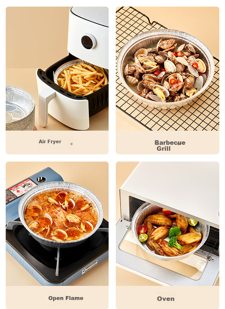 JD Original Air Fryer And Oven Aluminum Foil Baking Trays, for Barbecue And Camping, Diameter 18.4cm [15 Pieces] 4