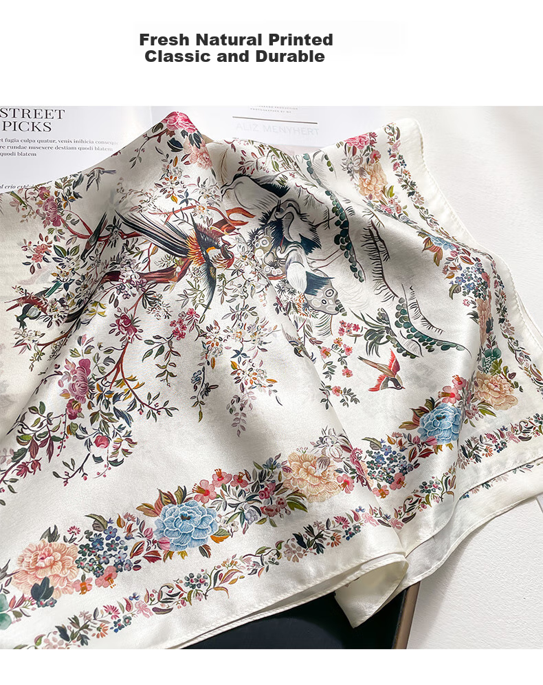 Hangsilu Silk Scarf for Women, Mulberry Silk Square Scarf, Fashionable Neck Scarf, Birthday Gift, Mid-Autumn Festival Gift for Mom, Elders And Teachers 7