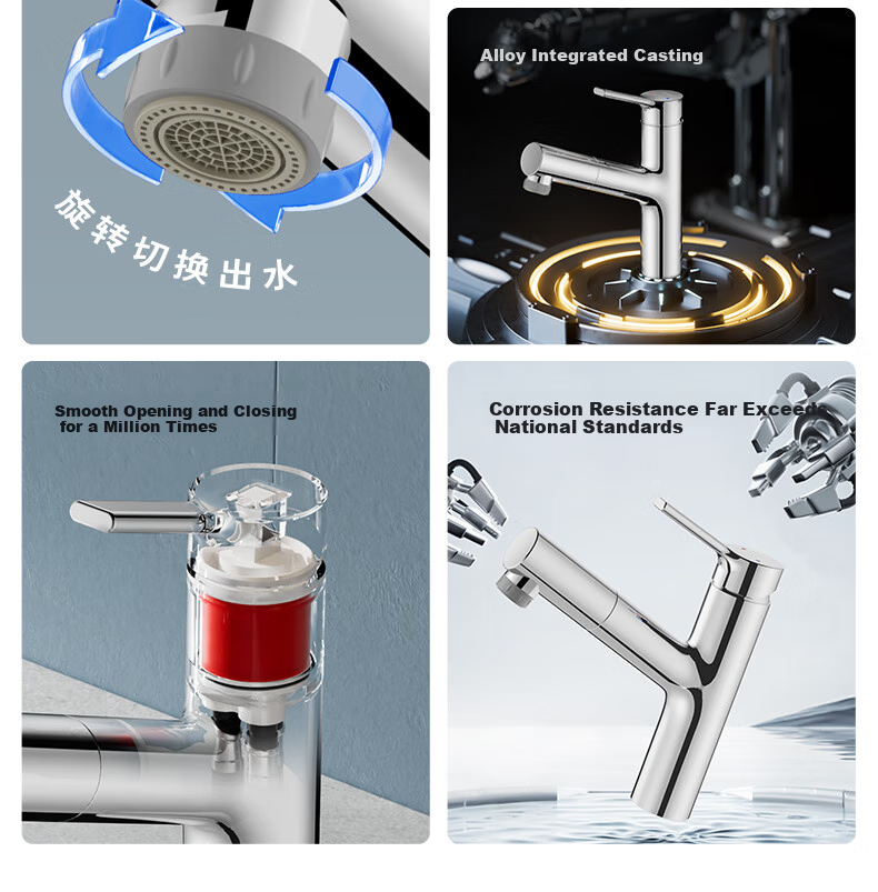 JOMOO Basin Faucet, Pull-Out Design, Hot And Cold Water, Washbasin Faucet, Face Washing Basin Faucet, 32344-574 6