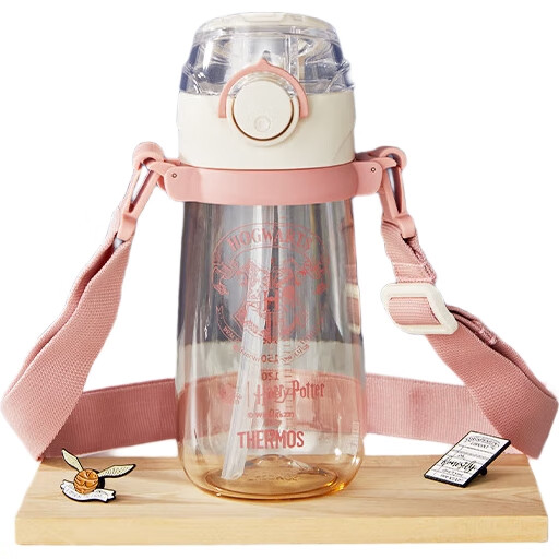 Детская поилка THERMOS Harry Potter, PPSU, 480 мл, с трубочкой, ручкой и шкалой, розовая