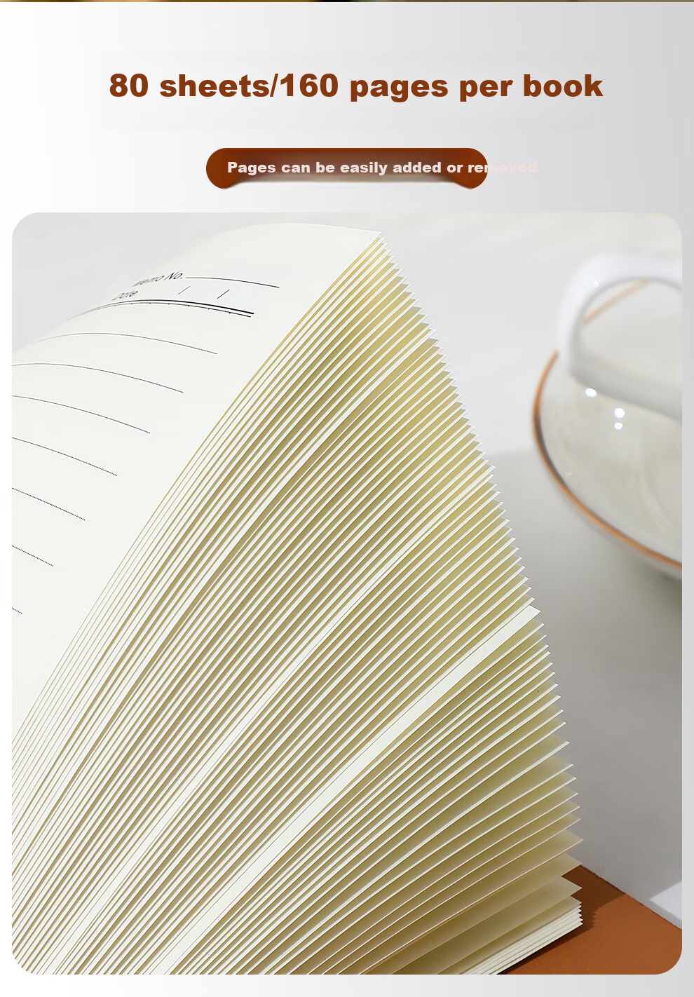 Longe Loose-Leaf Notebook, A5 Size, High-Quality Stationery, Detachable Pages, Journal, Diary, Office Meeting Record Book, Customizable 5