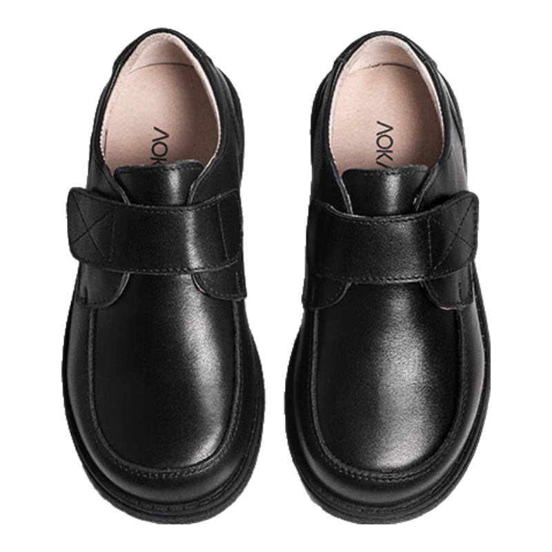 Aokang Children's Shoes, Boys' Leather Shoes, Black Soft-Soled Performance Shoes, Spring And Autumn New Style, Children's British-Style Genuine Leather Performance Shoes for Older Kids