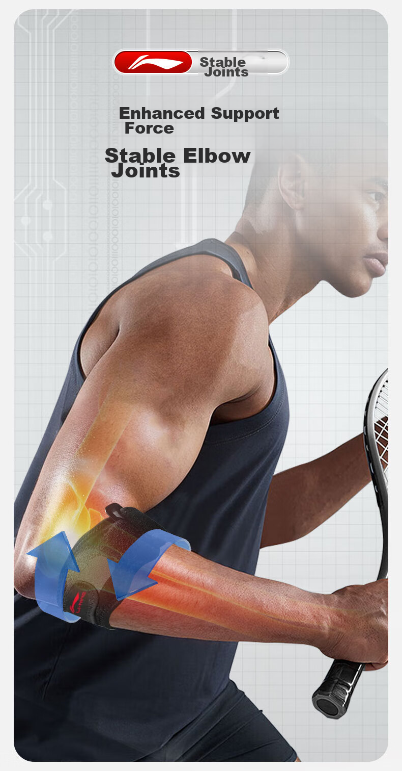 Li-Ning Elbow Guard, Specialized Protective Gear for Tennis Elbow, Elbow Joint Sleeve, Badminton, Outdoor Fitness, Sports Compression, Bench Press, Basketball 7