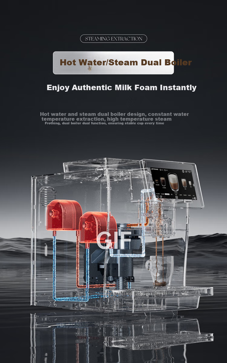 Jinu (Jetinno) [7-Day Trial] Fully Automatic Coffee Machine for Home And Office Use with Integrated Grinding (64mm Flat Blade), Dual Boiler, Self-Cleaning JL15 (20g Ground Coffee Container) 19