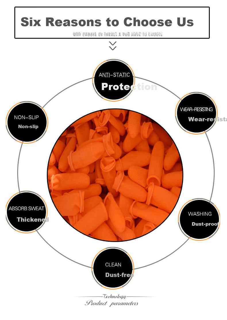Caiyile Latex Non-Slip Finger Covers, Orange, Size L/big (100 Pieces), 08297 4